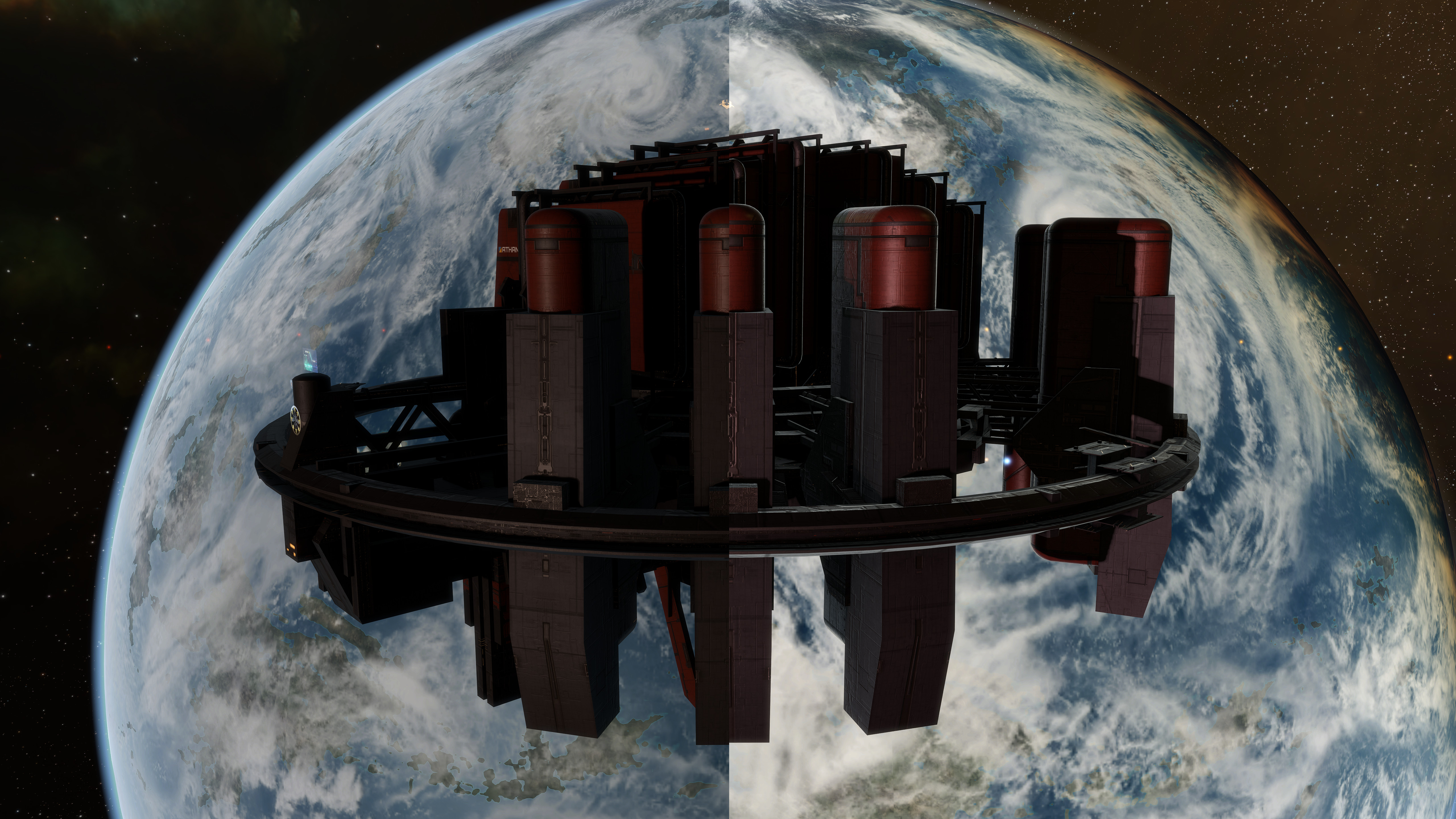 A before/after comparison of EVE's lighting changes