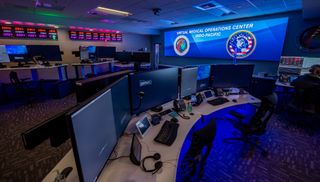 A Daktronics high-resolution LED display at Joint Medical Operations Center in San Diego, CA