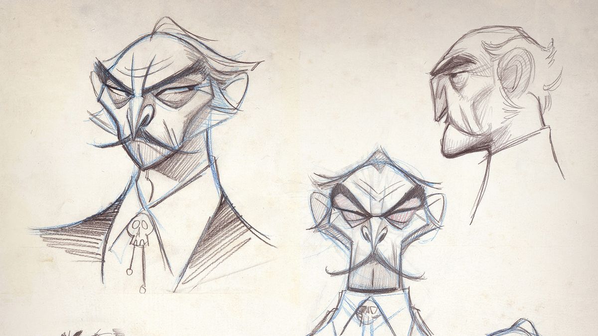 2D art; sketches of an old man