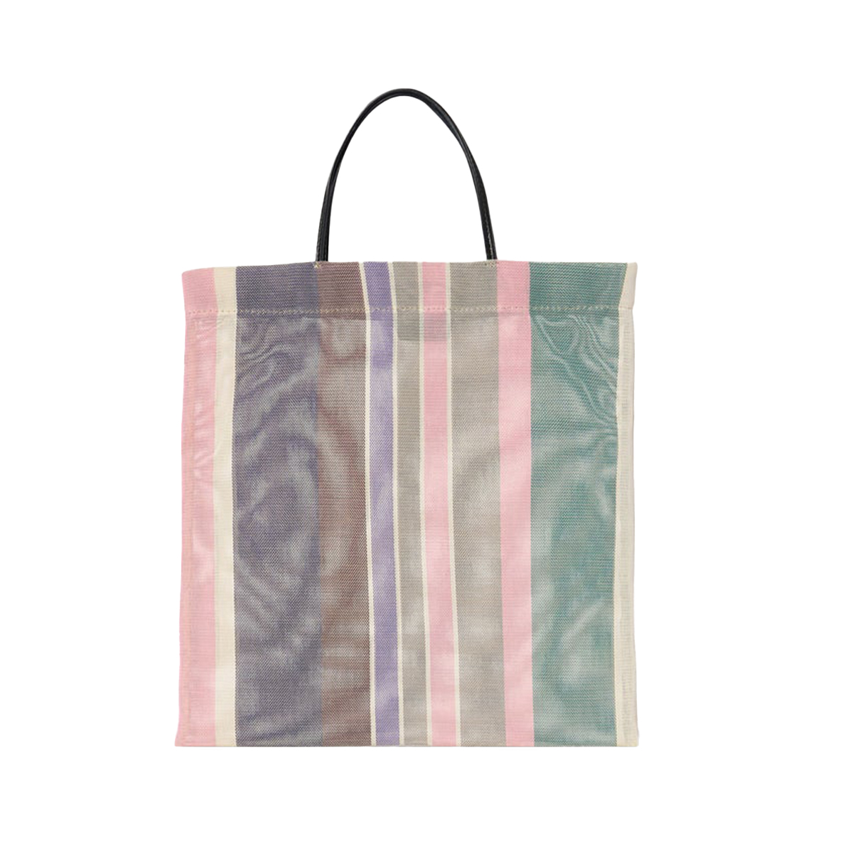 Barn Mini Leather-Trimmed Striped Mesh Tote