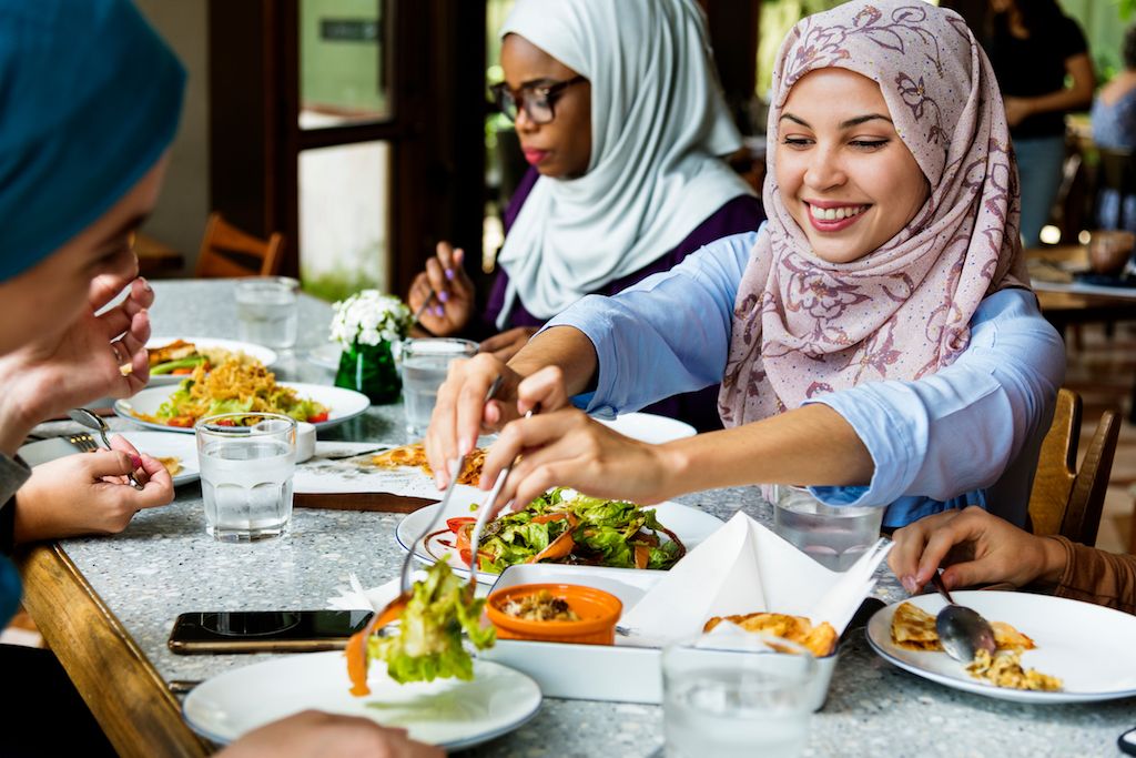 Women eating together. 