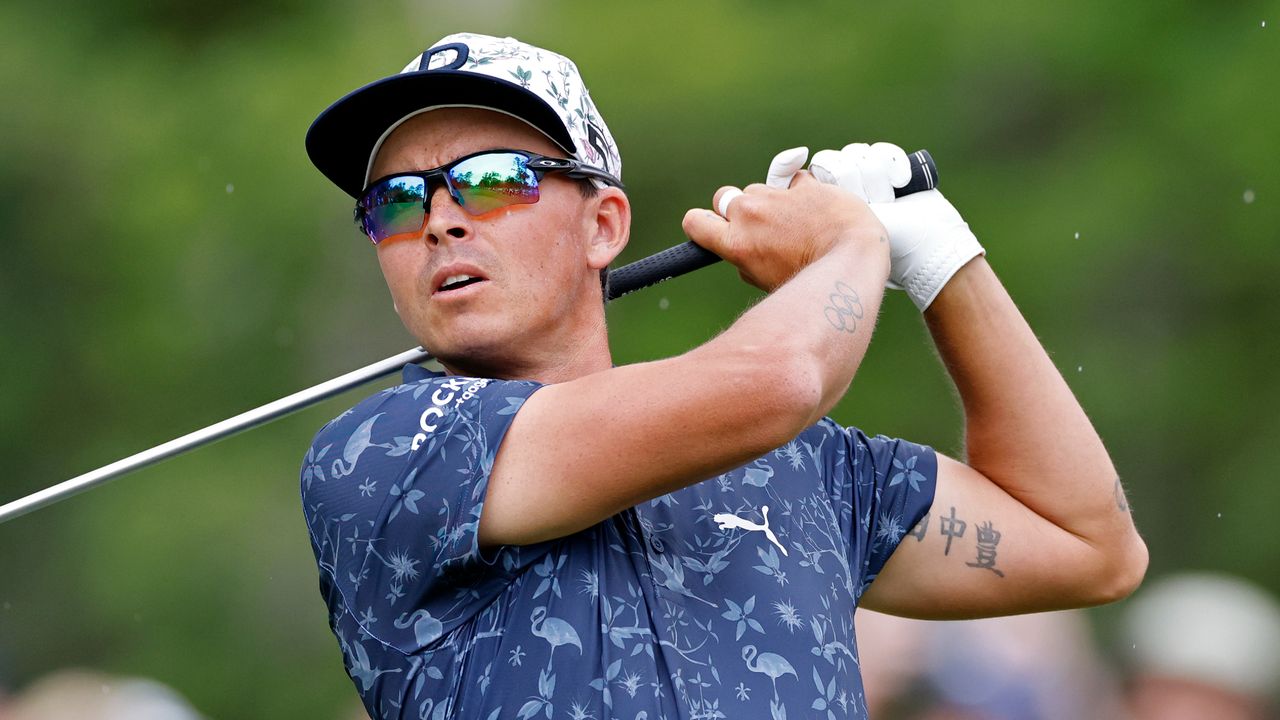 Rickie Fowler takes a shot at the 2023 Players Championship at TPC Sawgrass