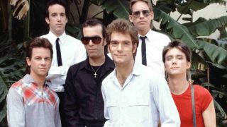 A line up shot of Huey Lewis & The News in 1982