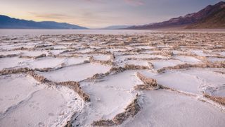 A photo shows Death Valley, California's Bad Water Basin.