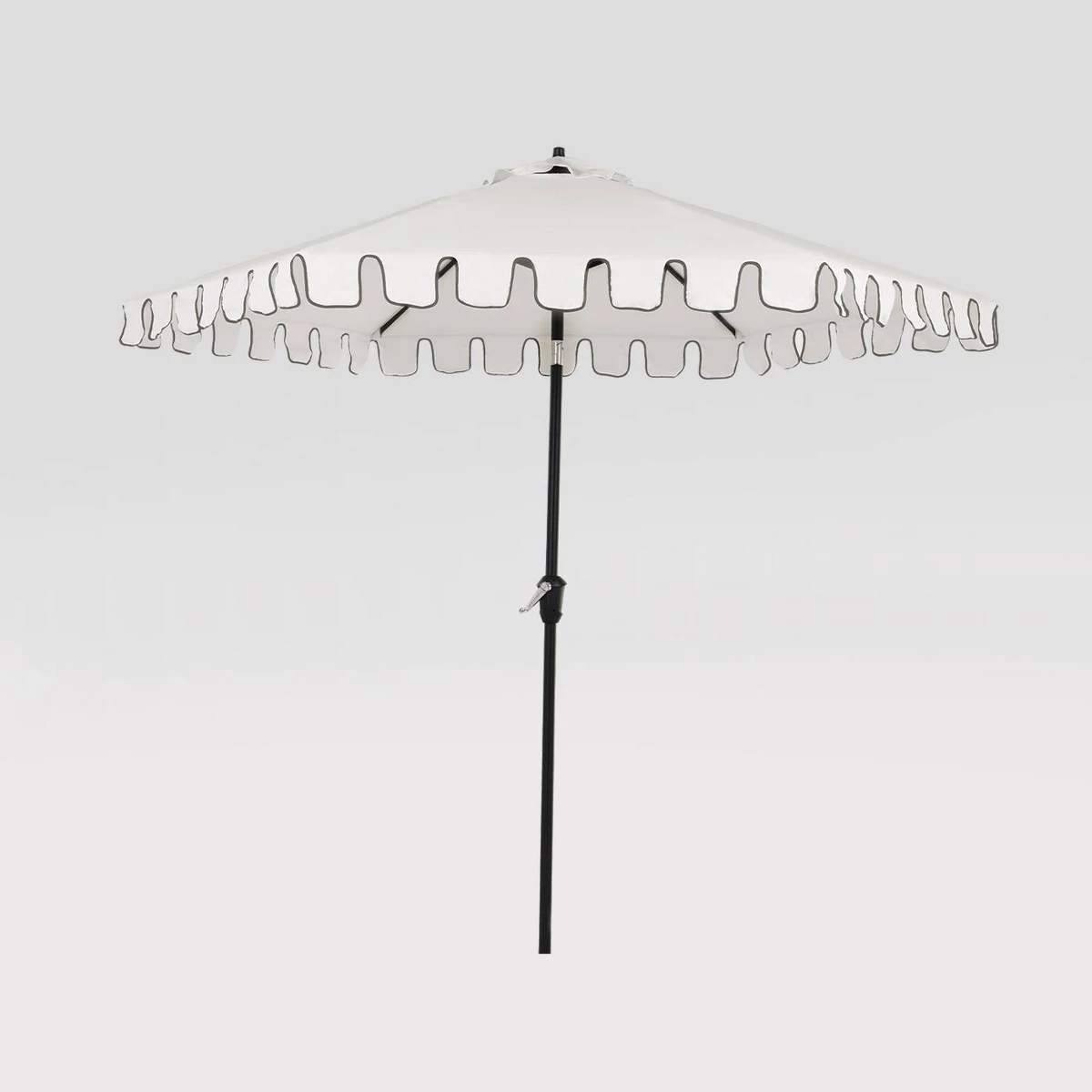 9u0026#39; Hexagon Scalloped Outdoor Patio Market Umbrella Off-White With Black Pole - Thresholdu0026#8482;