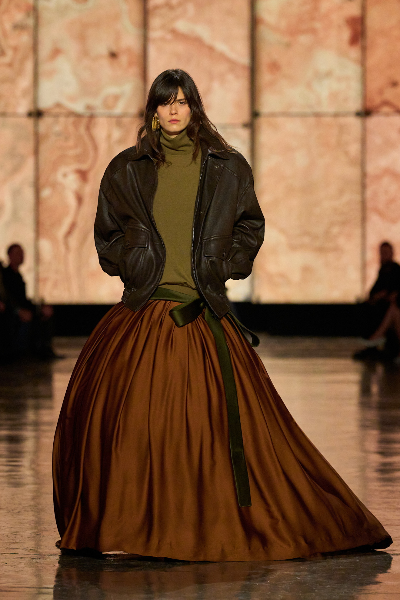 Saint Laurent drop waist dress and leather jacket