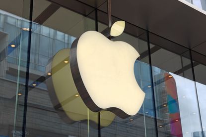Apple logo seen on storefront