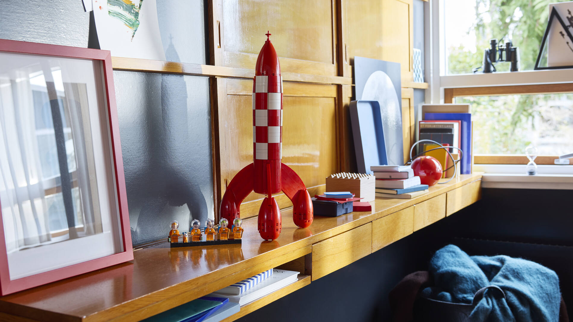 Tintin Moon Rocket in a home environment, standing on a shelf