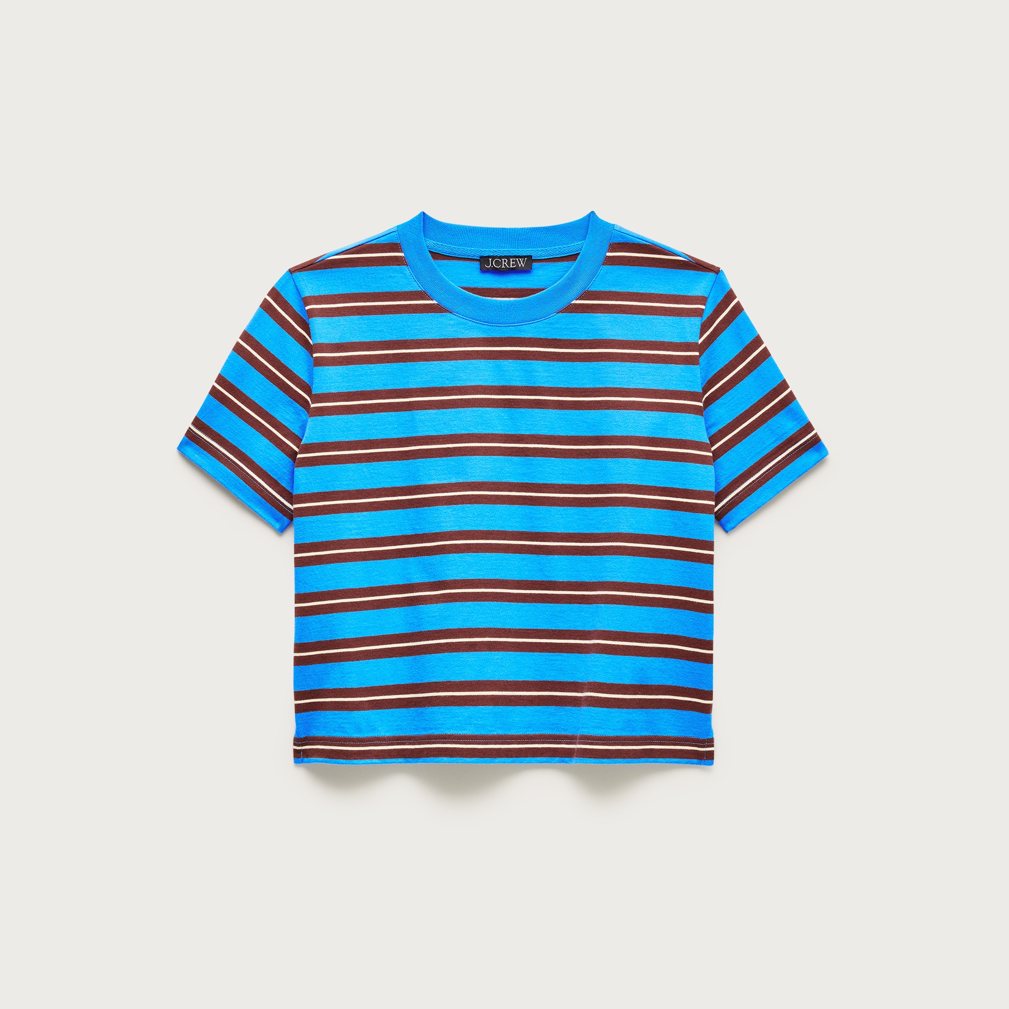 Boyfriend Jersey Relaxed Cropped T-Shirt in Stripe