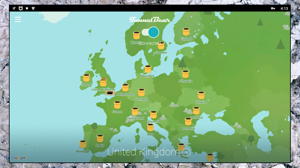 TunnelBear Android App Rotated Map