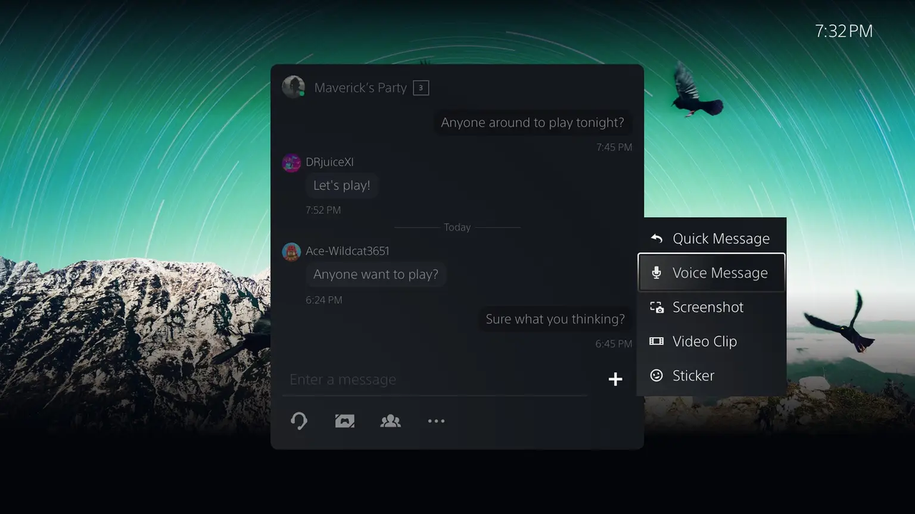PS5 voice message