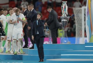 The England team and manager Gareth Southgate after the loss to Italy.