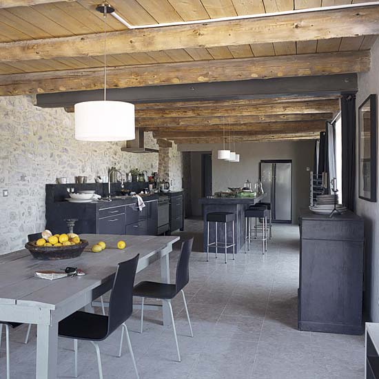 kitchen with dining table and cabinet