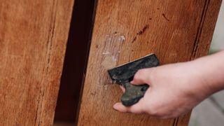 Covering holes in wood caused by carpenter bees