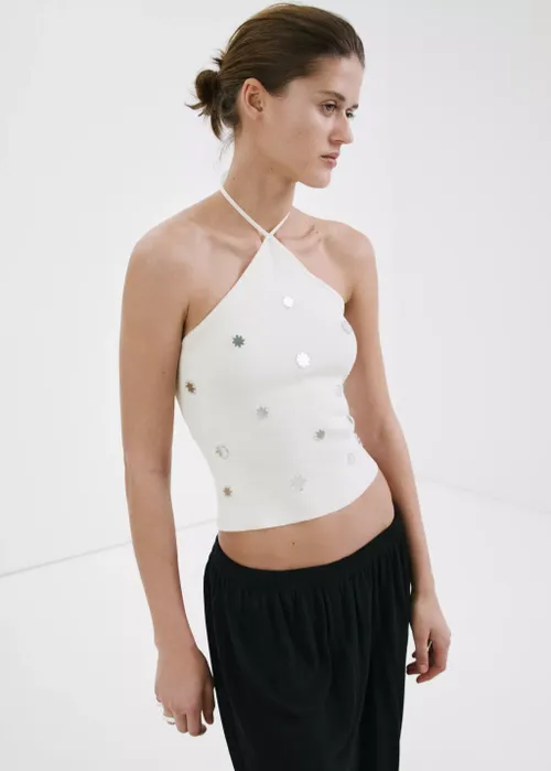 Halter Top With Metallic Appliqu&eacute;s 