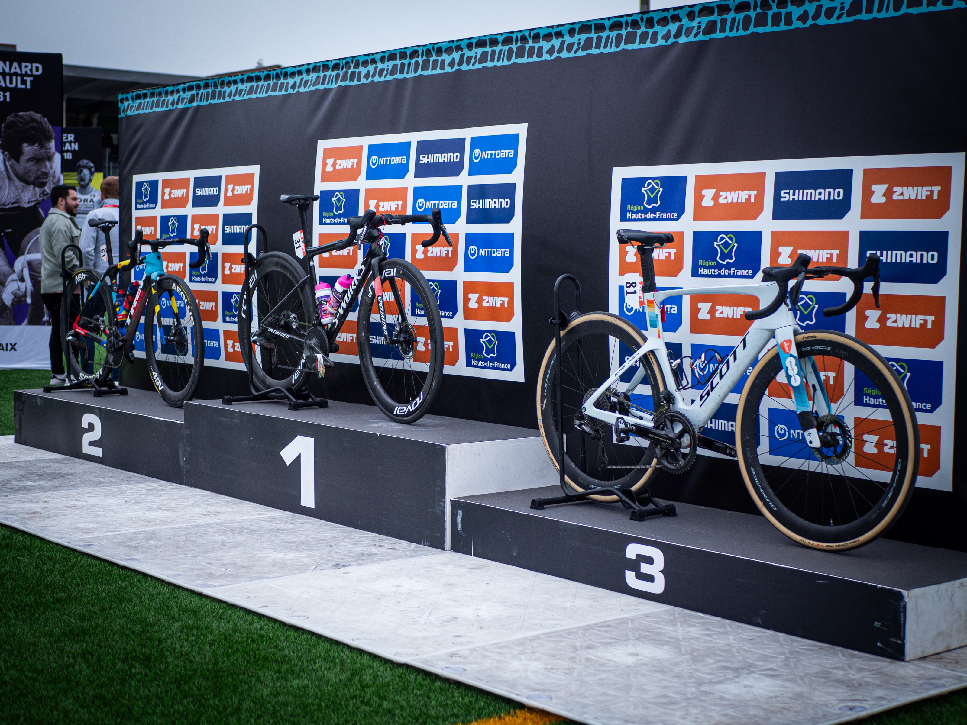 The three podium bikes at Paris-Roubaix Femmes