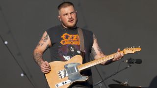 Zach Bryan onstage at Hyde Park