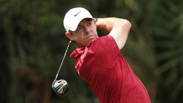 Rory McIlroy follow through after golf shot