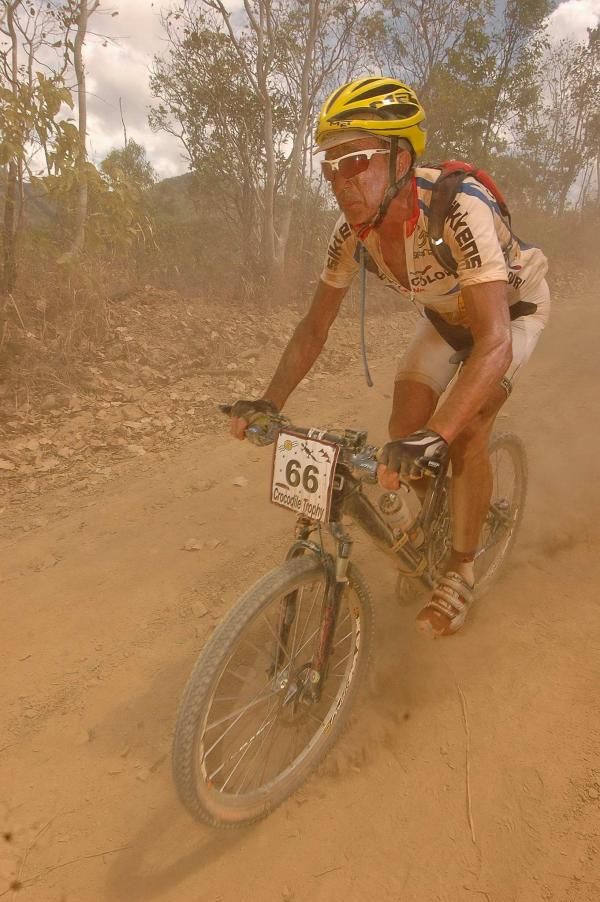 Italy's Pio Tomasetig blasting through the dust