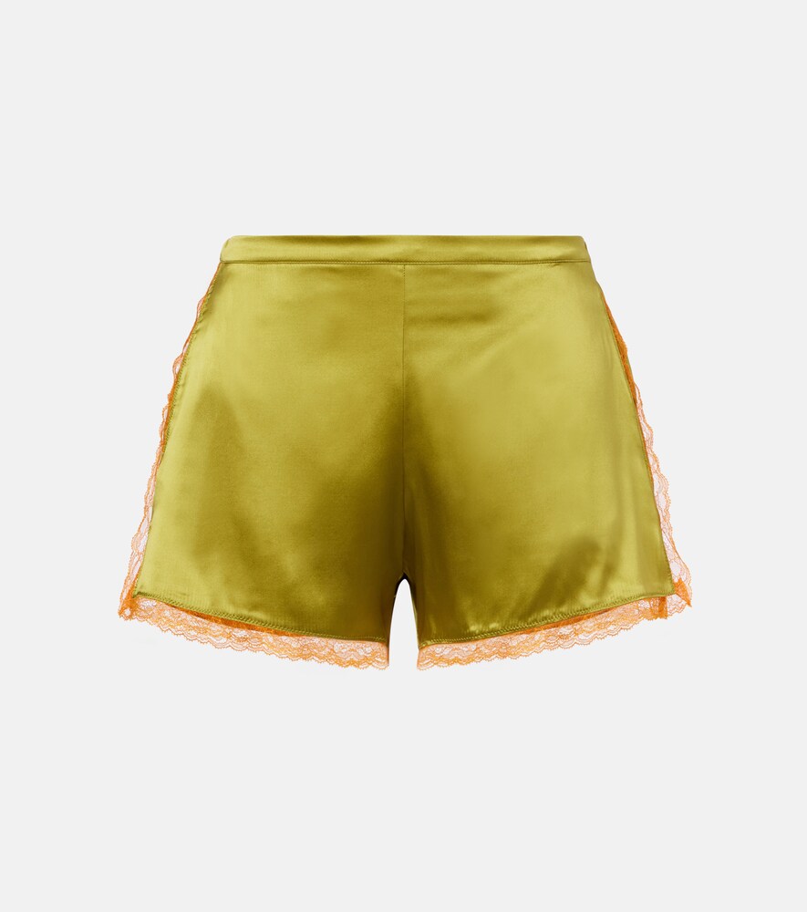 Lace-Trimmed Silk-Blend Satin Shorts