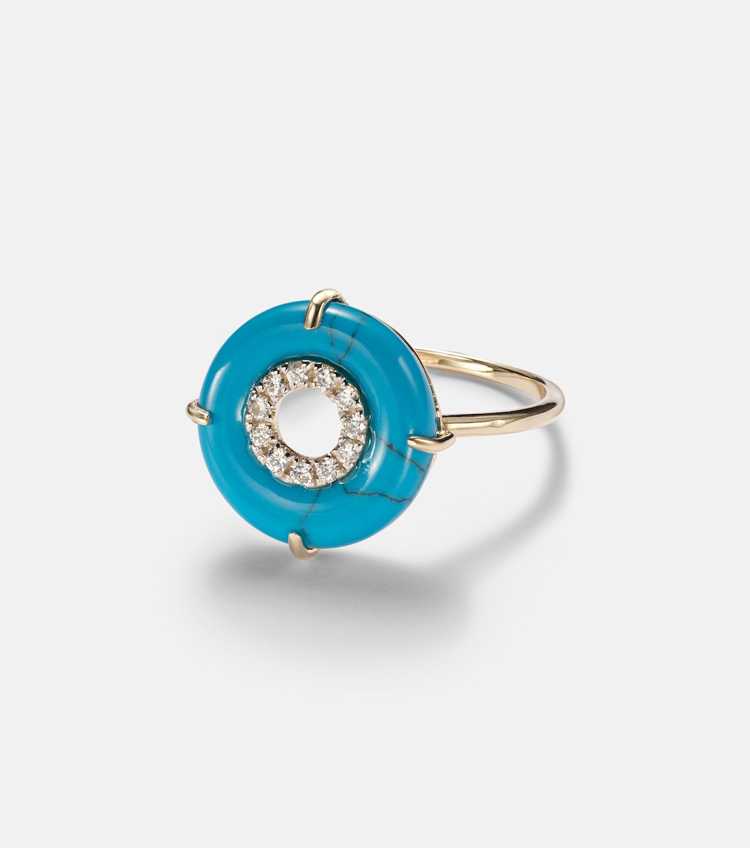 14kt Gold Ring With Turquoise and Diamonds