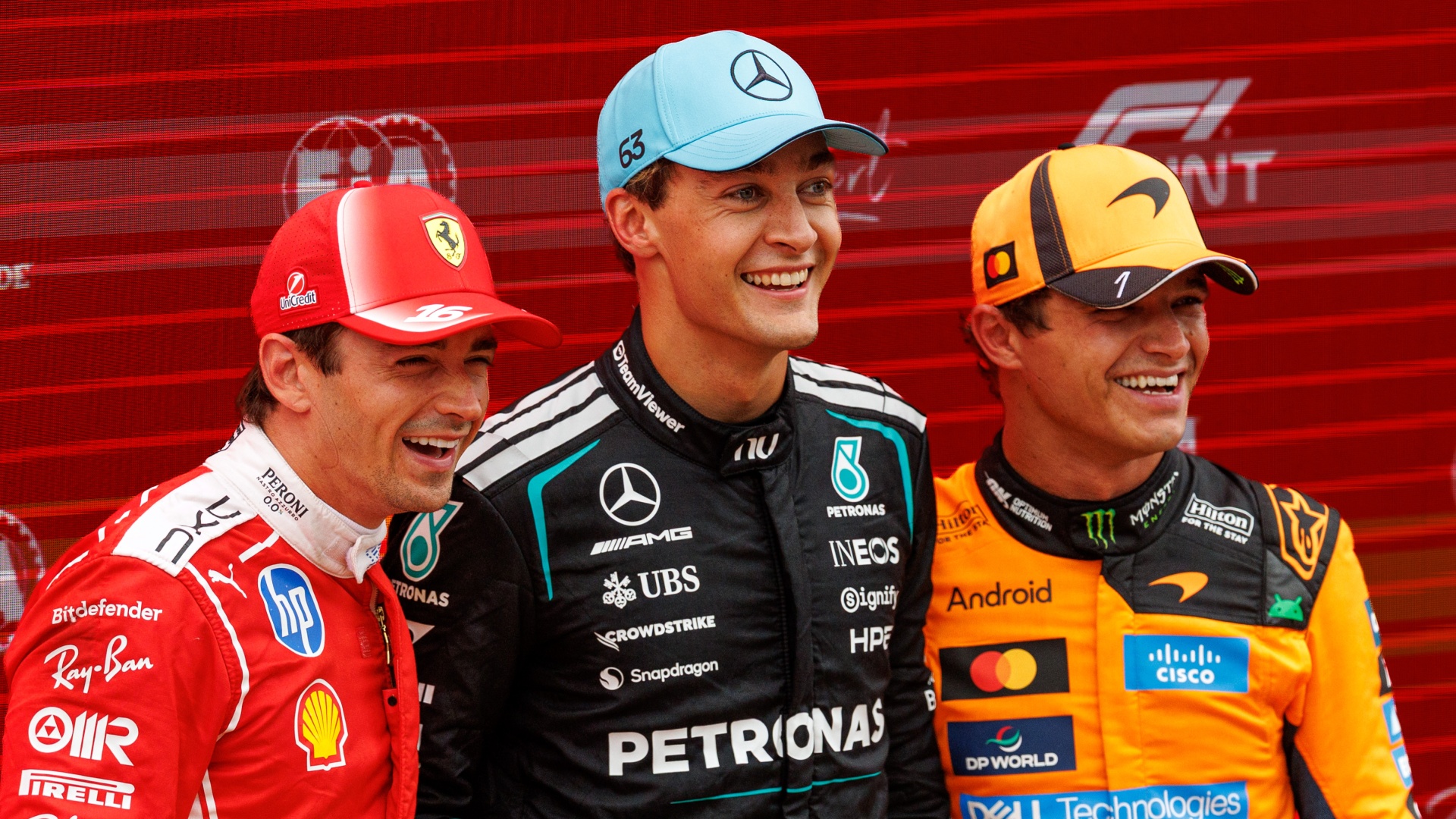 Charles Leclerc, George Russell and Lando Norris at the 2026 Dutch Grand Prix