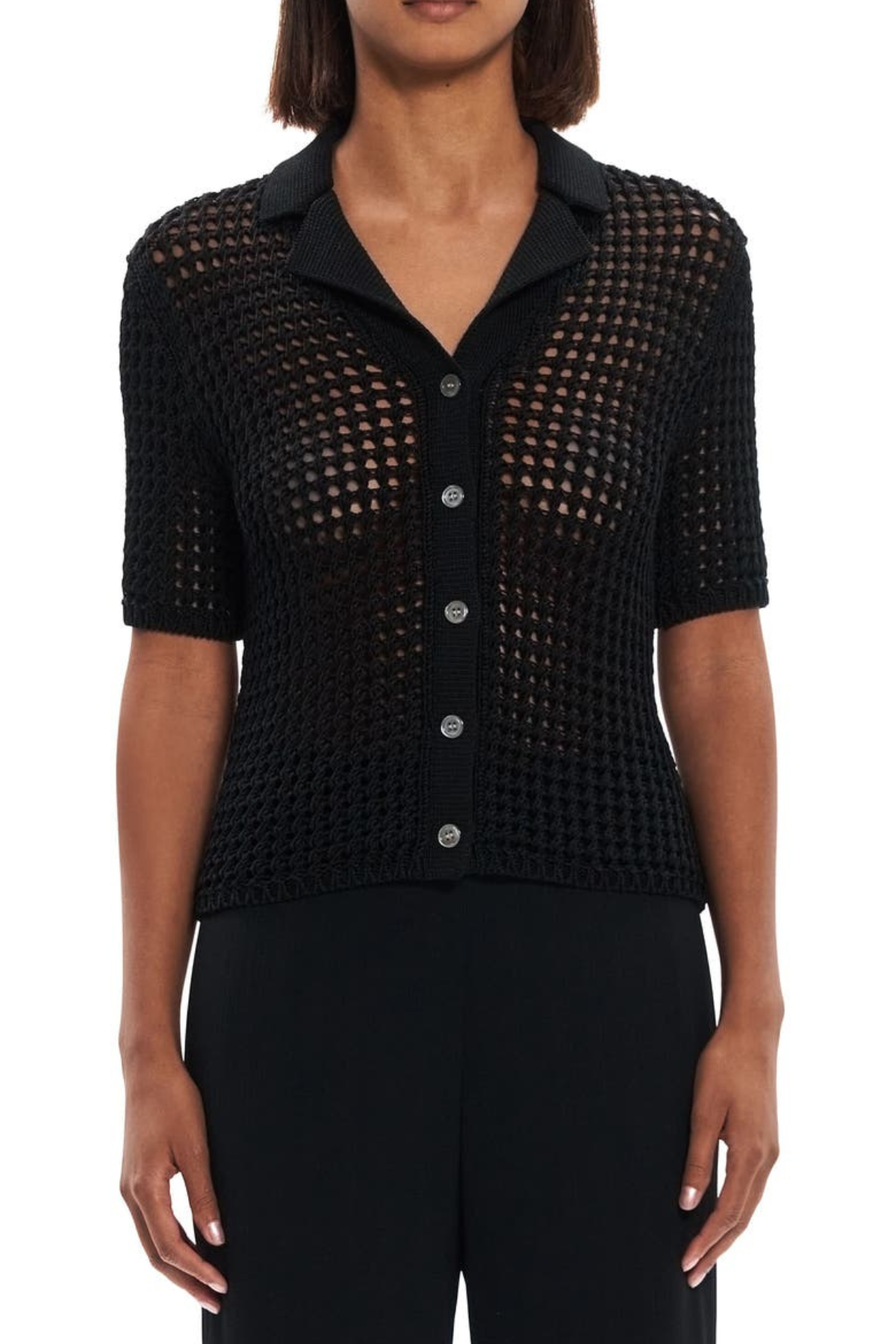 crocheted short sleeve cardigan