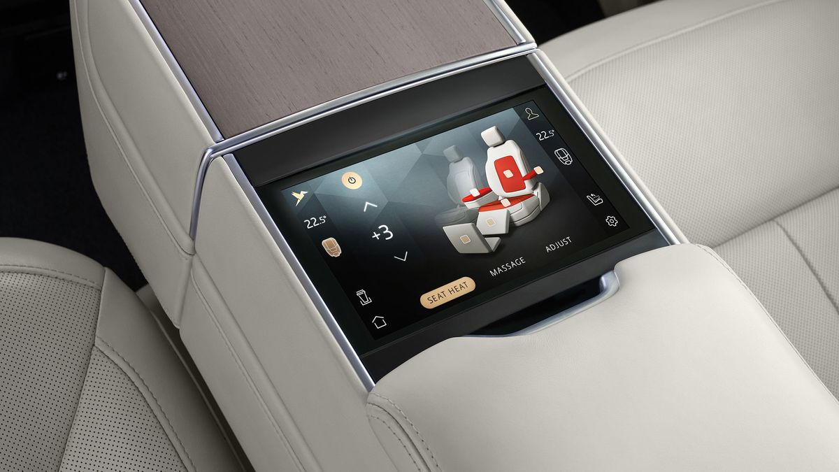 Rear display located between the seats