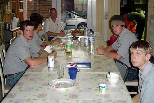 Breakfast is done for David Talbott, Cody O'Reilly and Travis Burandt