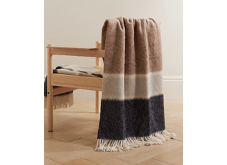 Brunello Cucinelli fringed striped alpaca and wool-blend throw.