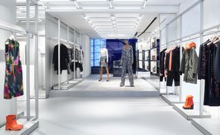 Interior of store with mannequins and clothes