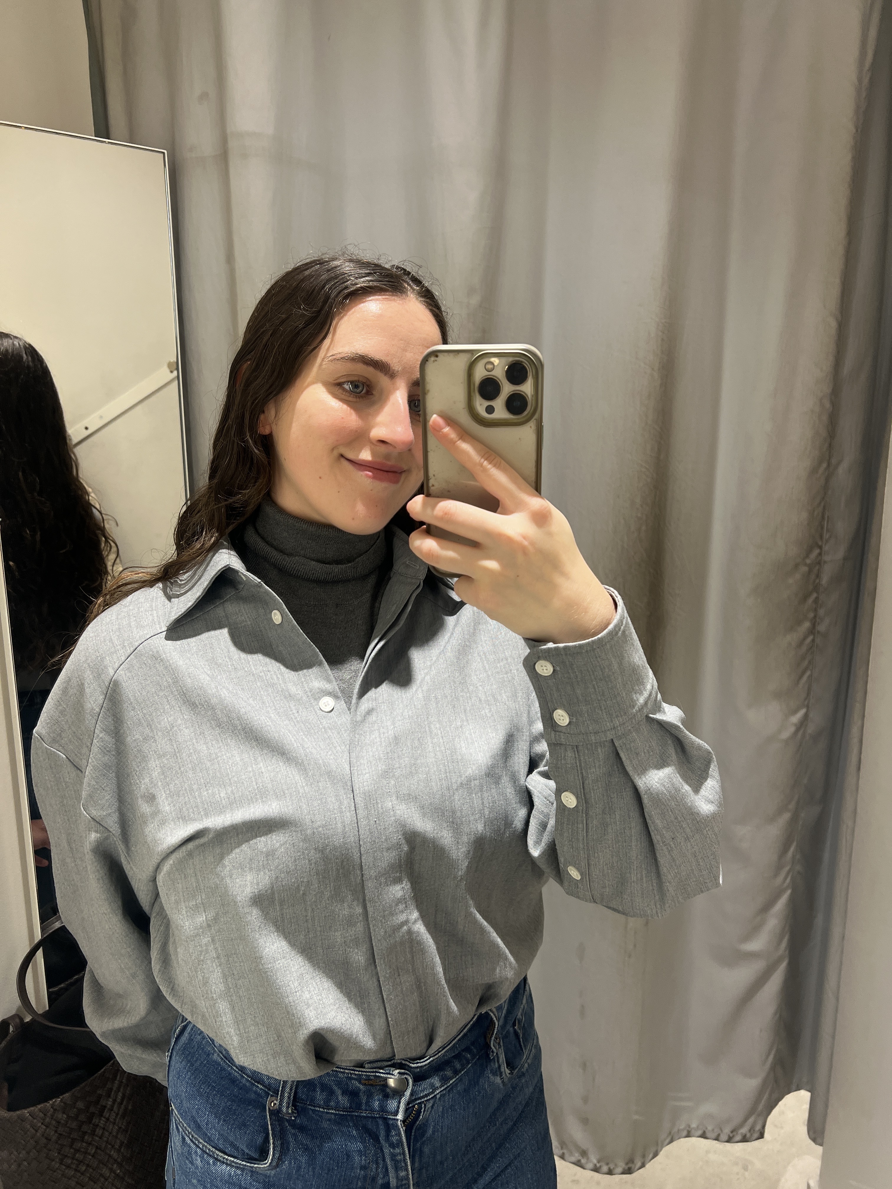 An image of Who What Wear&#039;s Ava Gilchrist wearing one of the best turtlenecks from H&amp;amp;M.