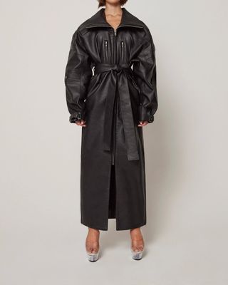 Faux Leather Trench | Black