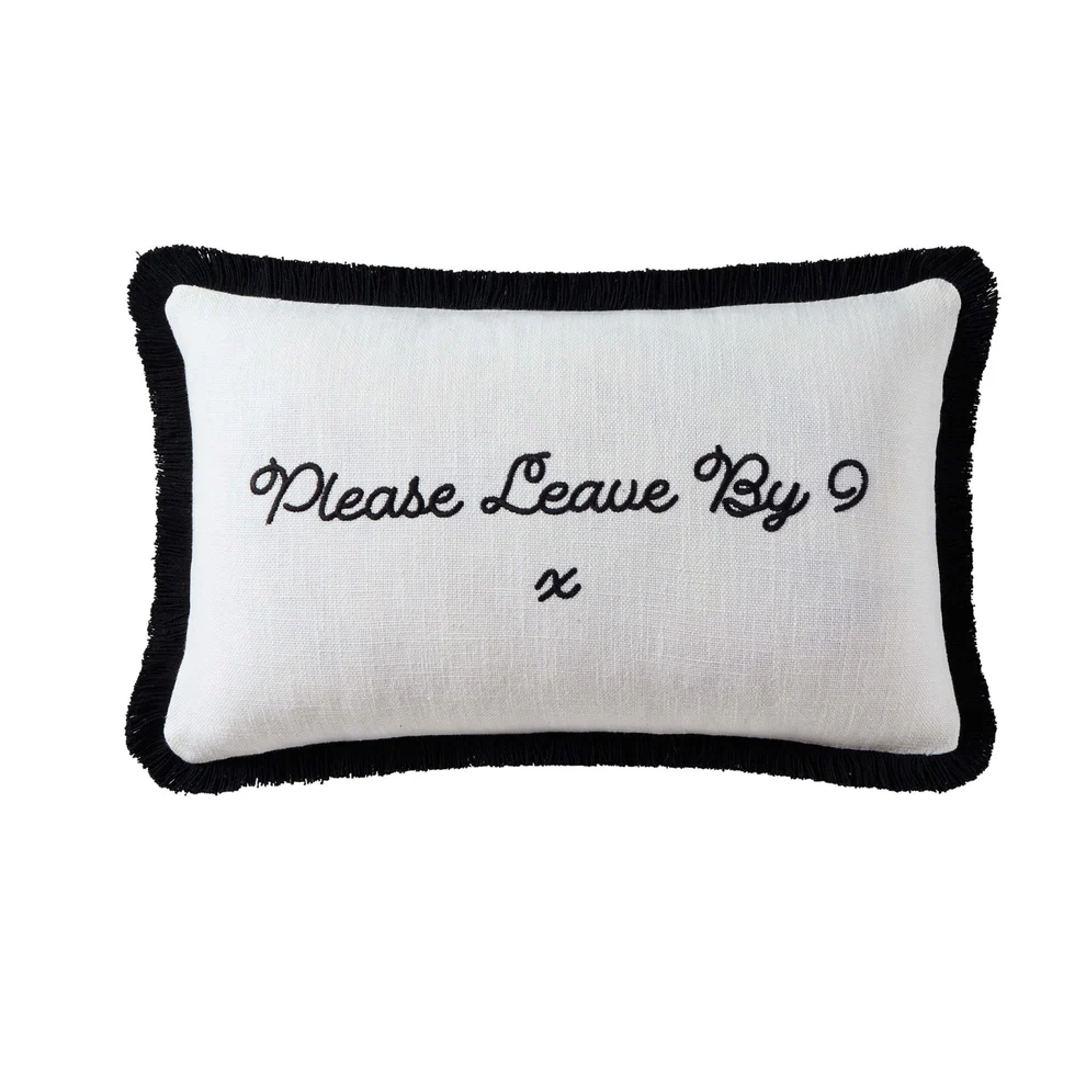 DUSK, Please Leave by 9 Tufted Sofa Cushion Cover - Natural/ Black