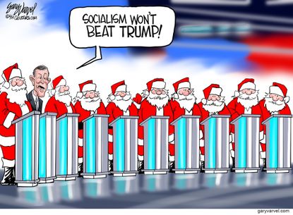 Political Cartoon U.S. Hickenlooper Anti-Socialism 2020 Democratic Debate