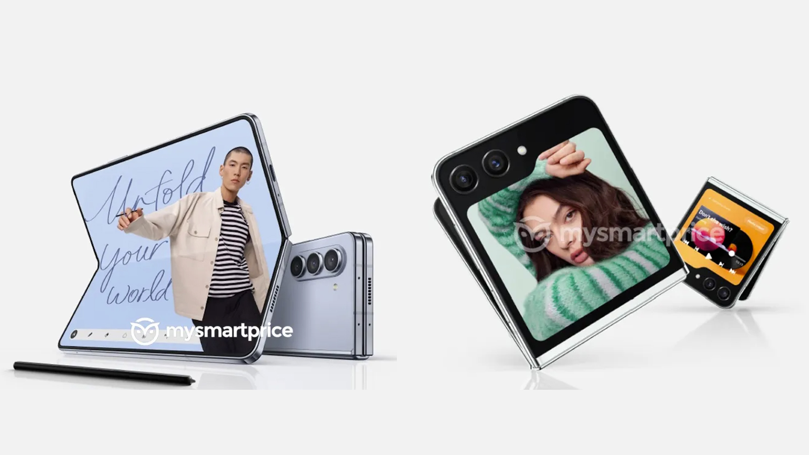 Supuestos renders de prensa filtrados del Samsung Galaxy Z Fold 5 y Galaxy Z Flip 5