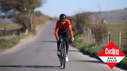Image shows a person cycling outdoors.