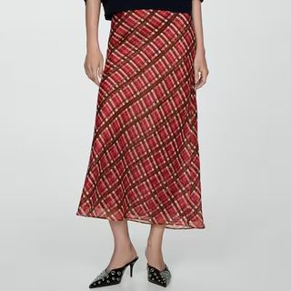 Mango Checked Long Skirt