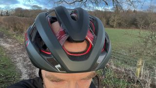 Giro Aries bike helmet being worn by a man