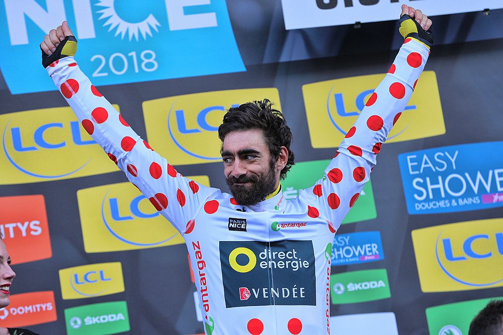 Jerome Cousin in the mountain jersey at Paris-Nice