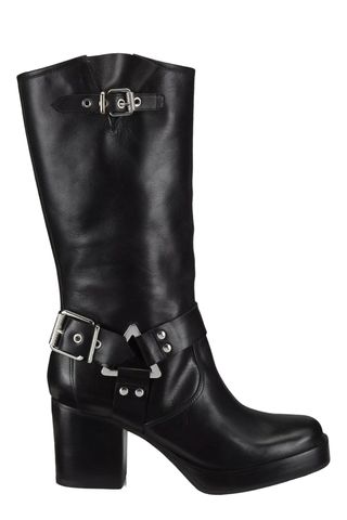 Schutz Kiara 76MM Leather Zip-Up Block Heel Boots