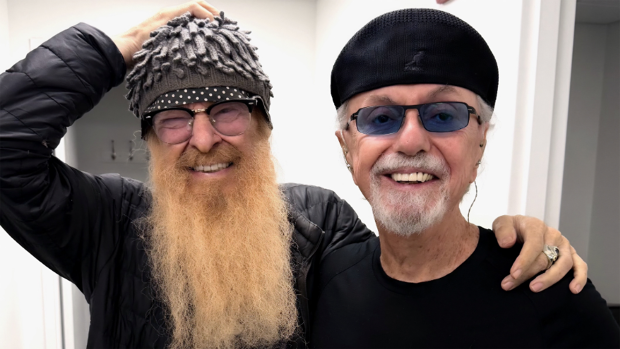 Billy Gibbons and Dion DiMucci meet for the very first time backstage on Saturday, September 12 at Mohegan Sun Arena, in Connecticut. Dion and ZZ Top were coincidentally playing the facility at the same time. Both men are longtime admirers of one another who never met before, despite Gibbons contributing guitar playing to a pair of DiMucci's albums remotely. 