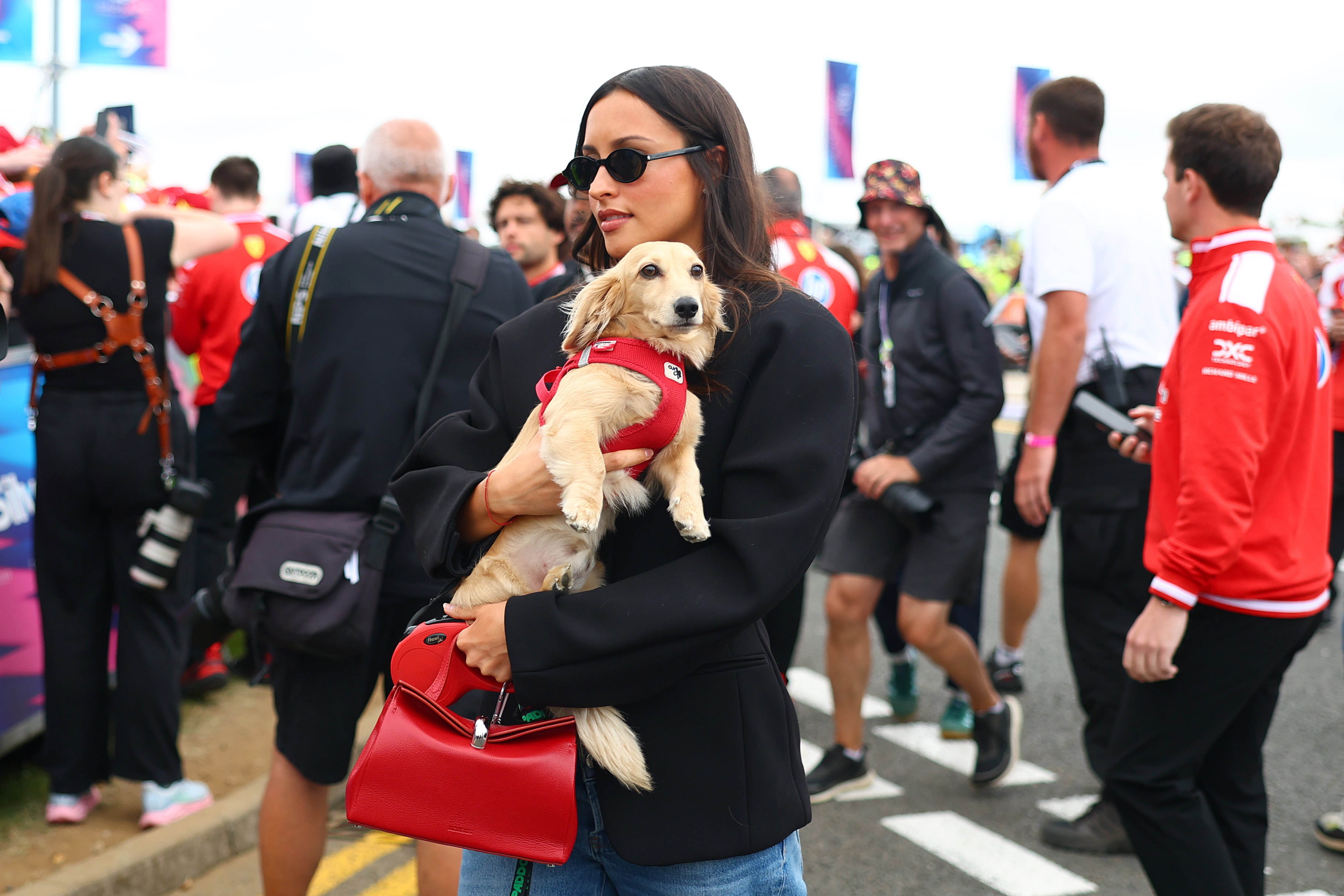 Alexandra Leclerc wore the red-and-black color combination at the British Grand Prix