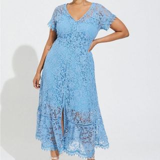 lacey blue plus size dress
