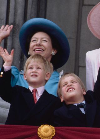 Princess Margaret with Princes William and Harry at Trooping the Colour