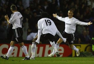 DERBY, UNITED KINGDOM - SEPTEMBER 17: Kenny Miller of Derby County celebrates after scoring his teams first goal during the Barclays Premier League match between Derby County and Newcastle United at Pride Park on September 17, 2007 in Derby, United Kingdom. (Photo by Ryan Pierse/Getty Images)