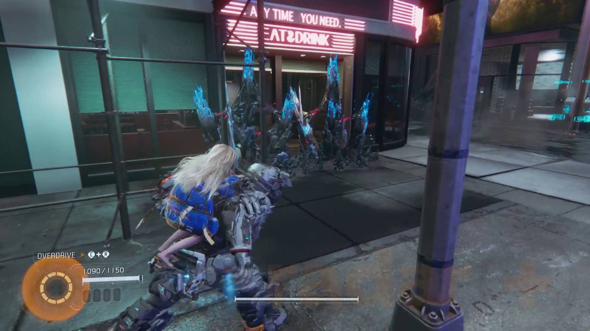 Pragmata MPA Test Site Entrance collectibles safe box behind blue crystals blocking diner front doors