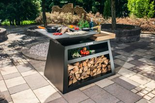 Large BBQ on a patio used as an outdoor kitchen