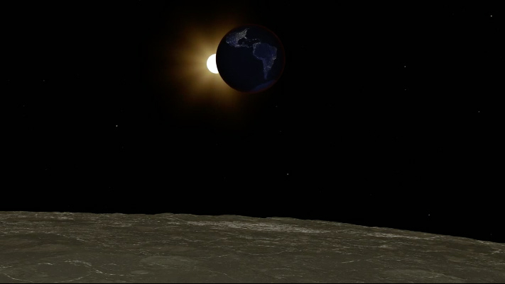 lunar eclipse from the surface of the moon.