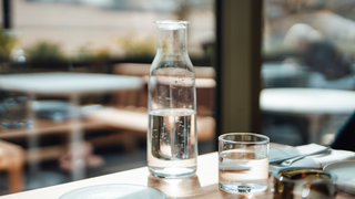 Glass of water on a table